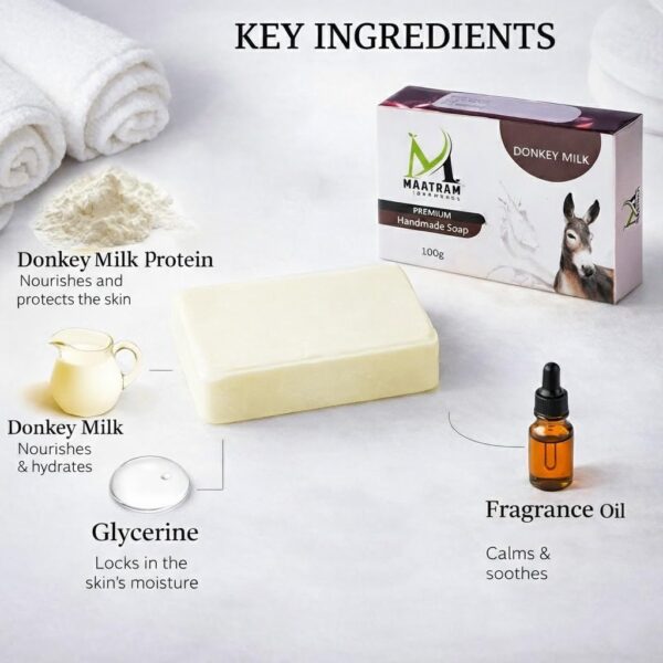 Premium Handmade Donkey Milk Soap – 100g (Pack of 3)