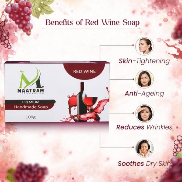 Premium Handmade Red Wine Soap Bar – 100g (Pack of 3)